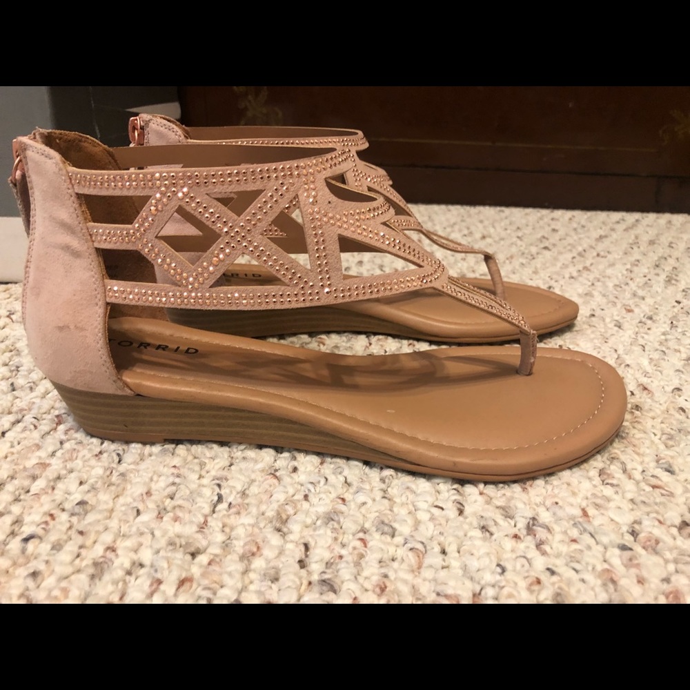 NWT Torrid Blush Rhinestone Gladiator Sandals